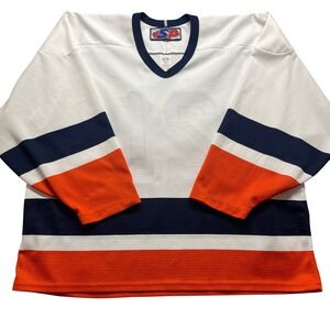 VTG SP Hockey Jersey‎ Striped # 21 Sleeves White Orange Blue Mens TG/XL Canada